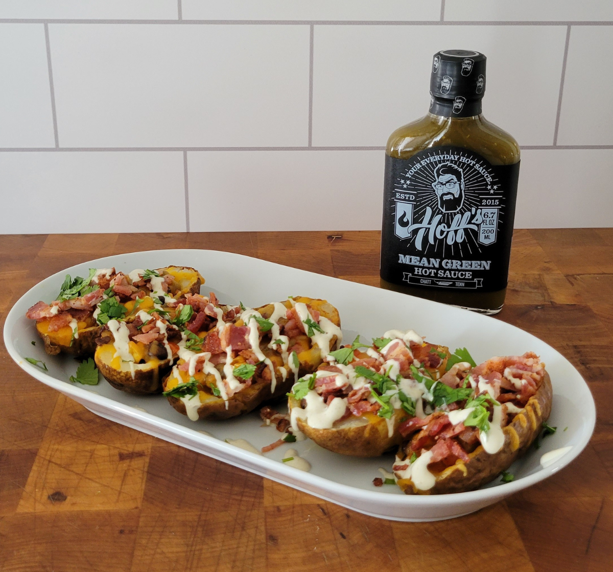 Hoff’s Tater Skin Tacos With Mean Green Crema &ndash; Hoff &amp; Pepper