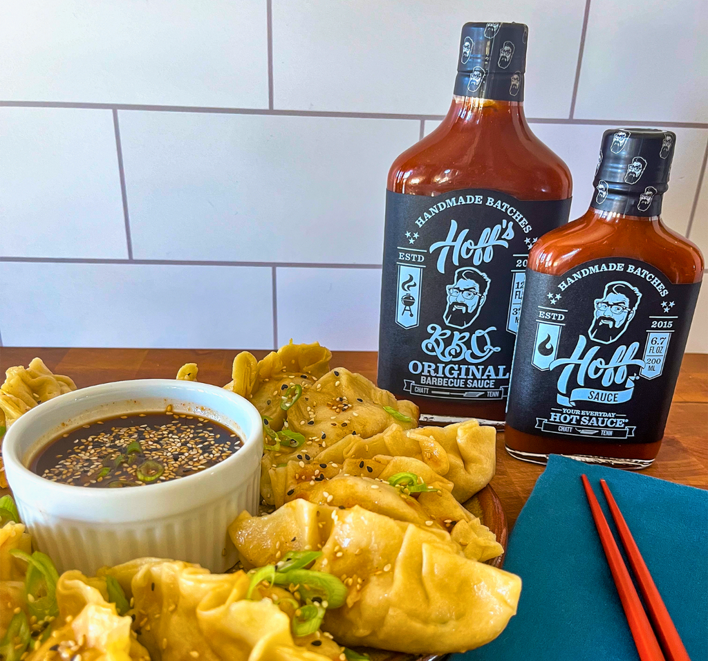 BBQ Potstickers With Hoff’s Spicy Dipping Sauce