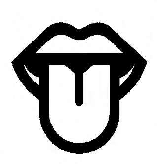 Cartoon mouth with tongue sticking out, representing Hoff & Pepper's wide range of delicious, unique, and spicy flavors for their handmade hot sauces and gourmet condiments.